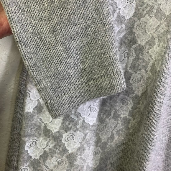 SOFT SURROUNDINGS Claudette Cowl Turtle Neck Long Tunic Knit Lace Wool Sweater - Picture 7 of 12